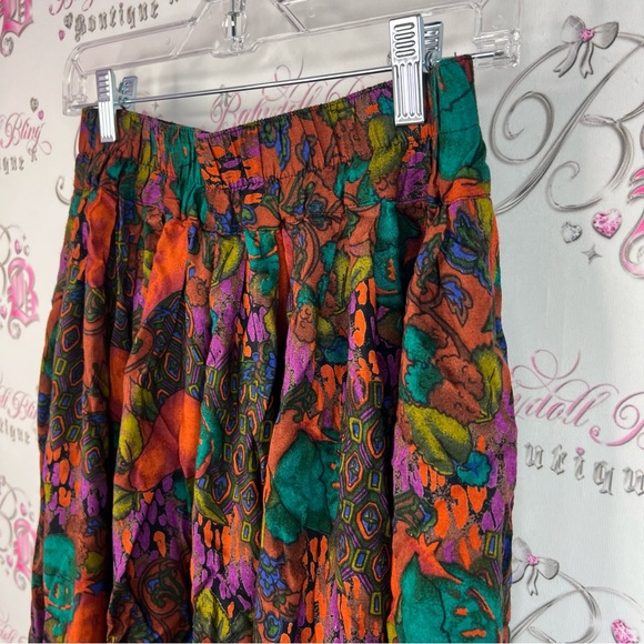 Lasile skirt long flowy vintage vibrant Colors Floral Multicolor Maxi Skirt - Picture 4 of 11